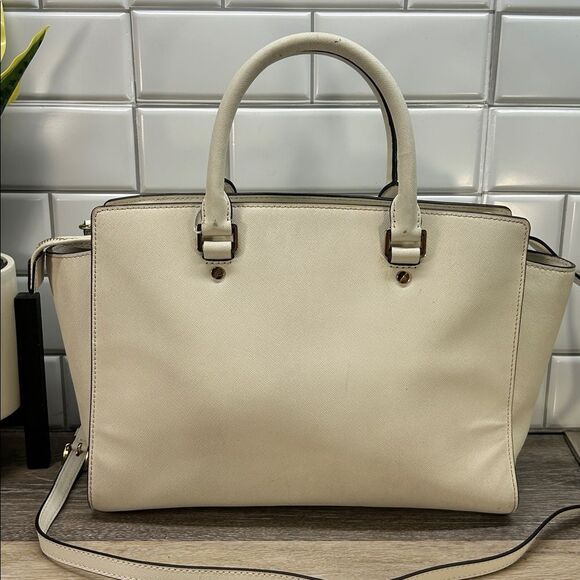 2828 Michael Kors White Leather Briefcase Handbag 243452828 - Picture 2 of 16